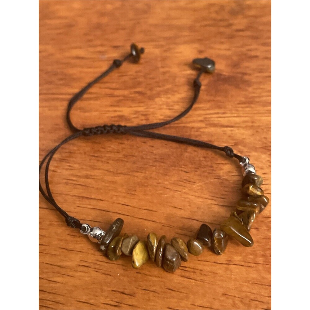 Natural Tiger Eye Stone Bracelet Chakra Gems Chip Set Adjustable